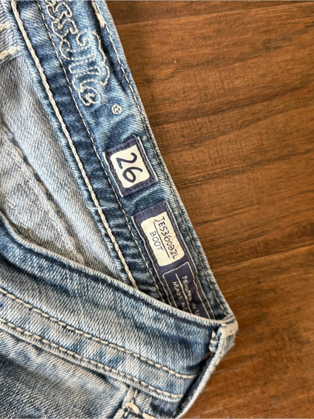 Miss Me Light Blue Embroidered Back Pocket Bootcut Jeans